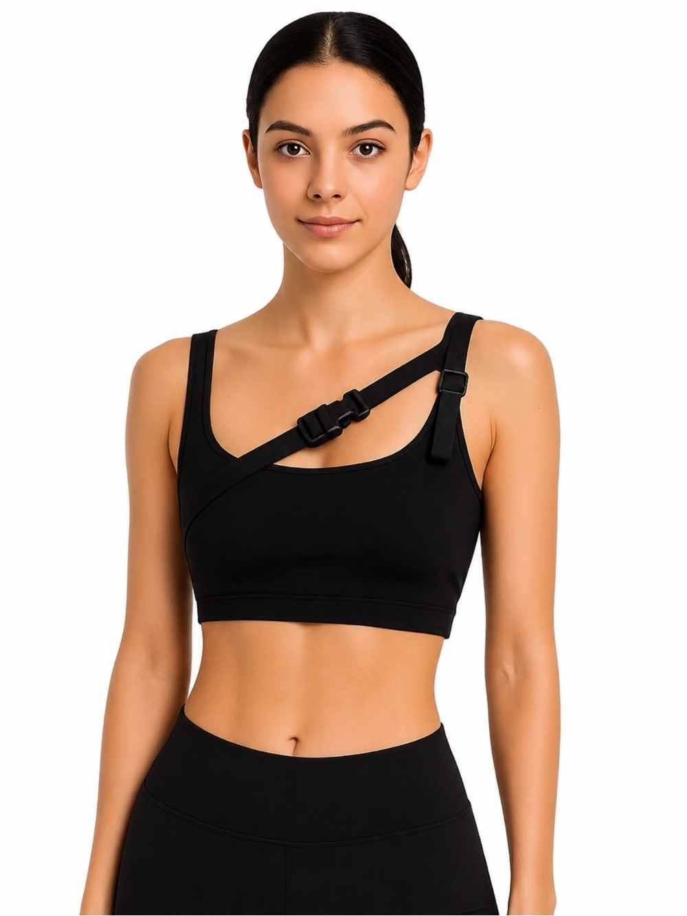NWT! Steele Black Crop Top With Buckle Details qSize Small